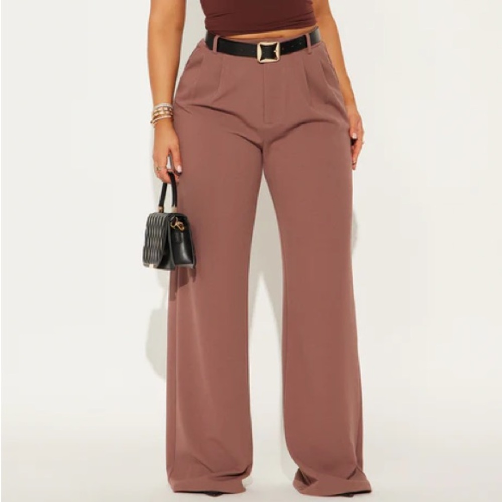 Elegant Brown Women's Wide-Leg Pants